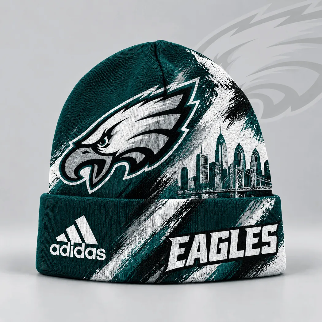 Philadelphia Eagles Urban Skyline Distressed Brushstroke Knit Cuffed Beanie Hat Philadelphia Eagles Urban Skyline Distressed Brushstroke Knit Cuffed Beanie Hat
