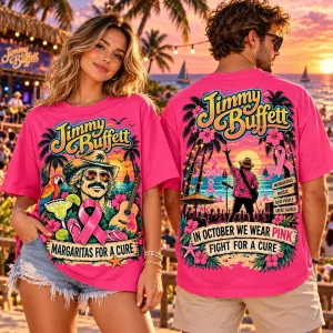 Jimmy Buffett Margaritas For A Cure Breast Cancer Awareness Pink Ribbon T-Shirt