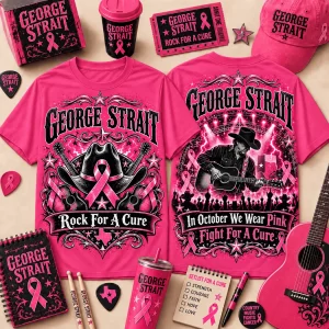 George Strait Rock For A Cure Breast Cancer Awareness Pink Ribbon Country Music T-Shirt George Strait Rock For A Cure Breast Cancer Awareness Pink Ribbon Country Music T-Shirt