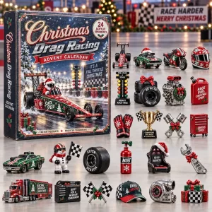 Drag Racing Christmas 24-Day Festive Countdown with 24 Acrylic Ornaments Advent Calendar