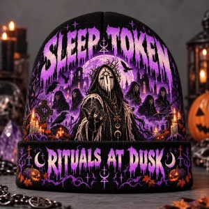 Sleep Token Rituals at Dusk Gothic Halloween Graphic Print Knit Beanie Hat