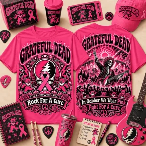 Grateful Dead Rock For A Cure Breast Cancer Awareness Pink Ribbon T-Shirt Grateful Dead Rock For A Cure Breast Cancer Awareness Pink Ribbon T-Shirt