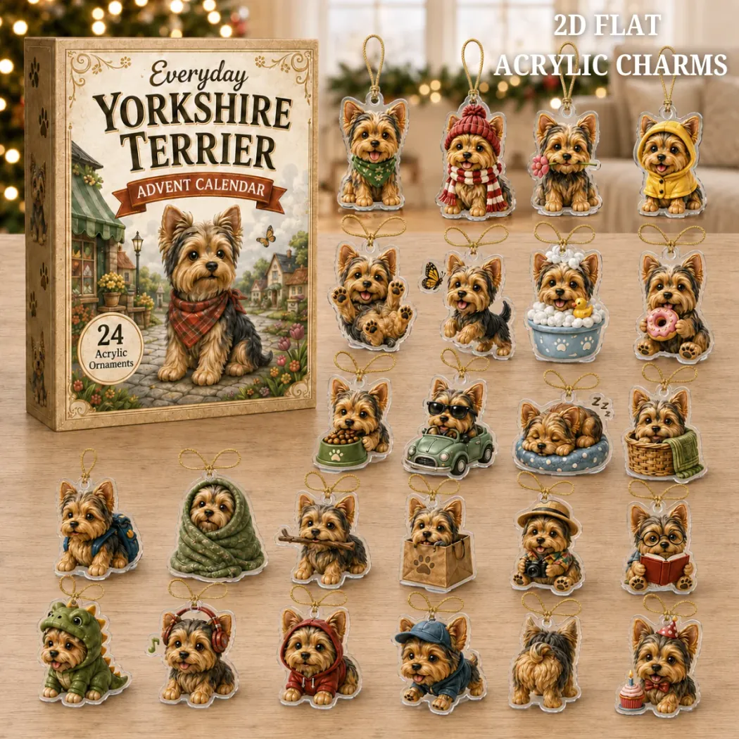 Yorkshire Terrier Dog Lover 24 Day Christmas Countdown with 2D Flat Acrylic Ornaments Advent Calendar Yorkshire Terrier Dog Lover 24 Day Christmas Countdown with 2D Flat Acrylic Ornaments Advent Calendar